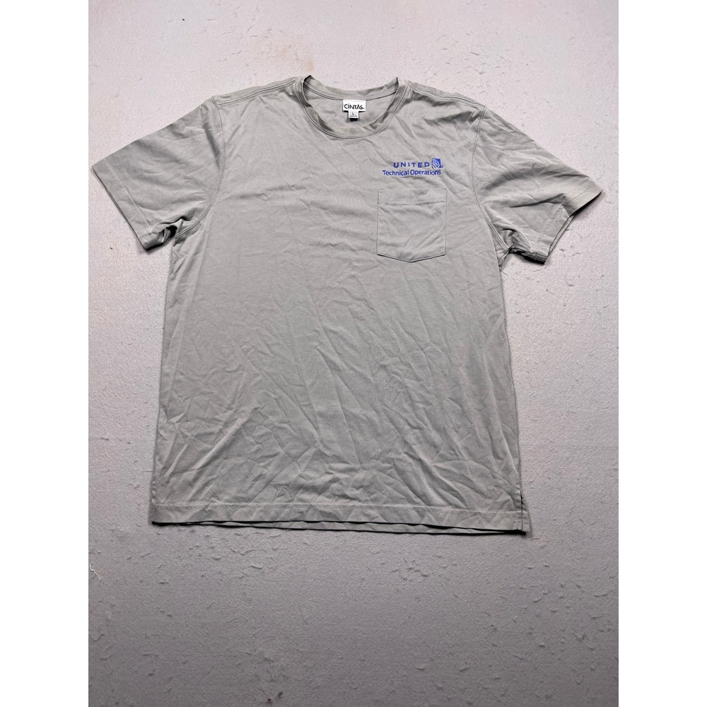 Cintas T-Shirt Cotton Blend Gray L Mens United Technical Operations Pocket Tee